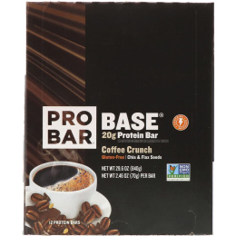 Pro Bar, Base, Protein Bar, Coffee Crunch, 12 Bars, 2.46 oz (70 g) Each