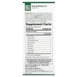 Bell Lifestyle, Ezee Breathing Tea, успокаивающая травяная смесь, 20 чайных пакетиков, 30 г
