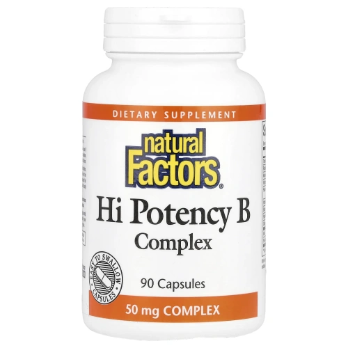 Natural Factors, КВысокоэффективный комплекс витамина B, 90 капсул