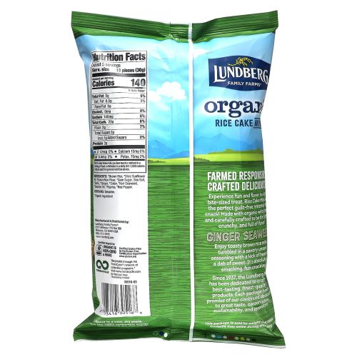 Lundberg, Organic Rice Cake Minis, морские водоросли с имбирем, 142 г (5 унций)