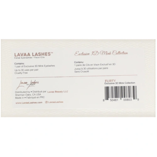 Lavaa Lashes, Flirty, трехмерные норковые накладные ресницы, 1 пара