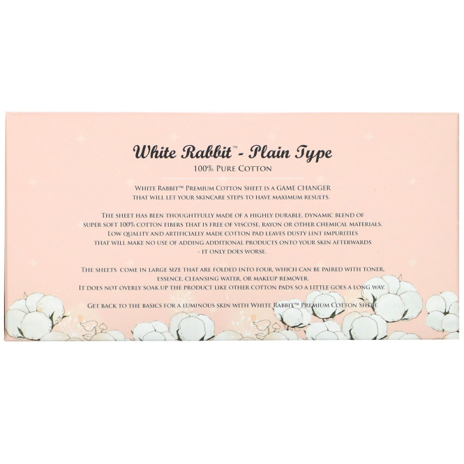 White Rabbit, Premium Cosmetic Cotton Sheet, Plain, 200 Sheets