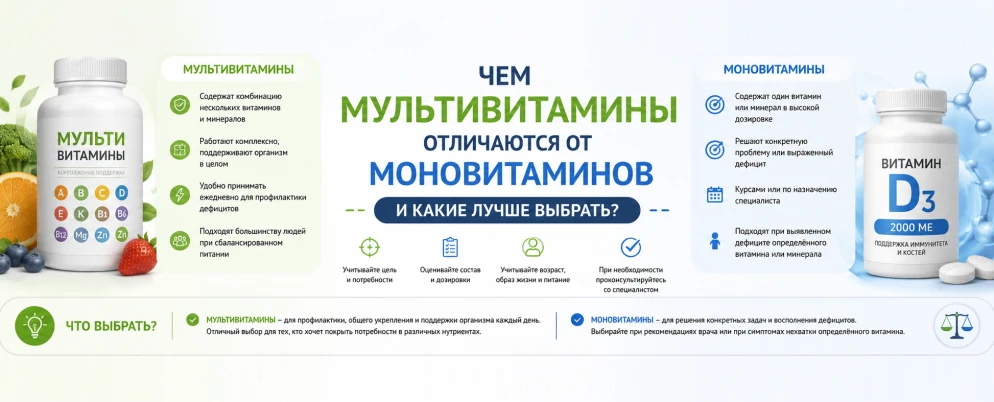 Чем мультивитамины отличаются от моновитаминов и какие лучше выбрать?