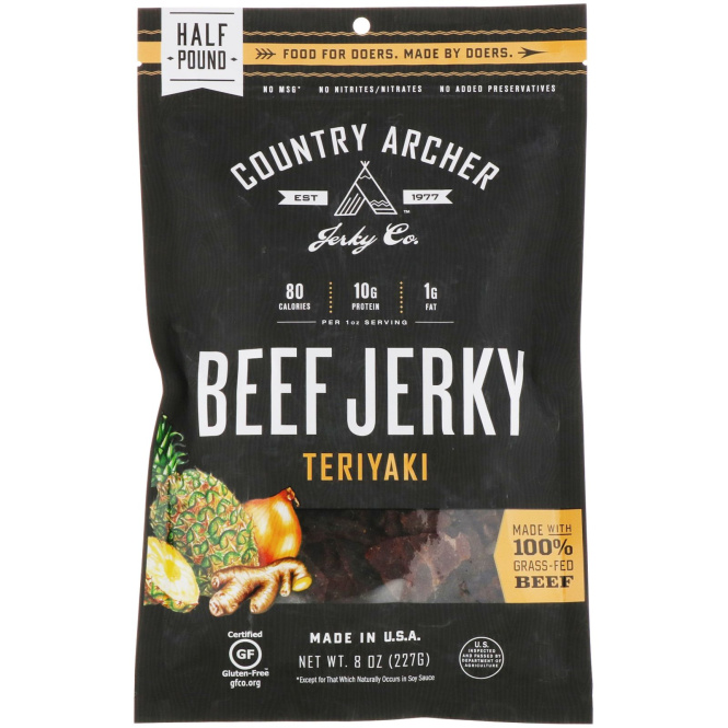 Country Archer Jerky, Beef Jerky, Teriyaki, 8 oz (227 g)