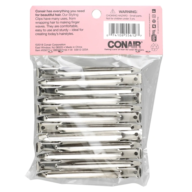 Conair, Многофункциональные надежно фиксирующие зажимы, 12 зажимов для укладки