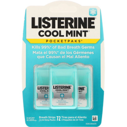 Johnson's Baby, Listerine, Pocketpaks, охлаждающая мята, 3 упаковки, по 24 полоски в каждой