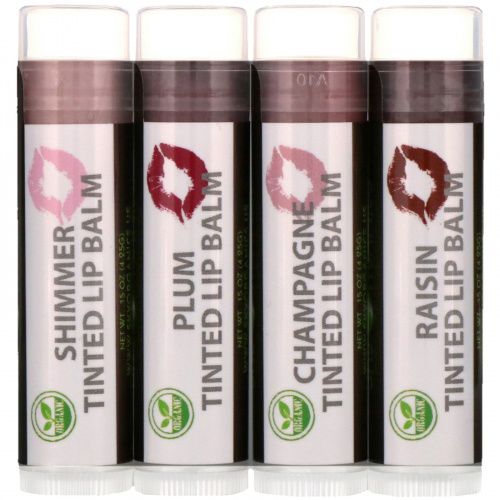 Sky Organics, Organic Tinted Lip Balms Set, 4 Pack, .15 oz (4.25 g) Each