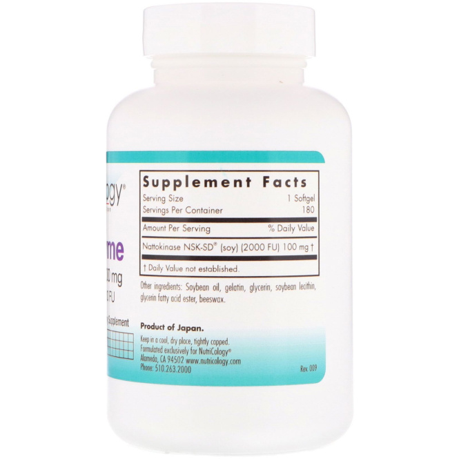 Nutricology, NattoZyme, 100 мг, 180 мягких таблеток