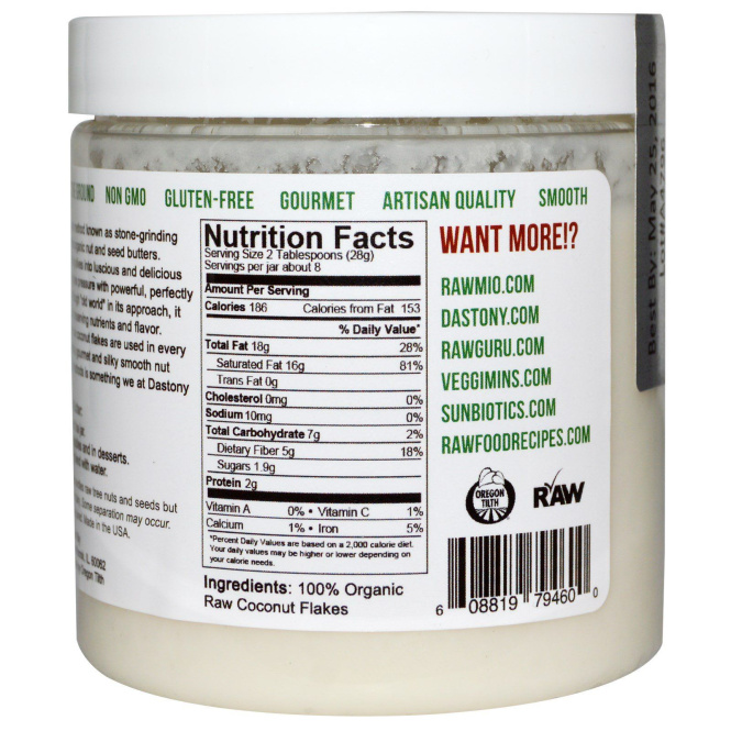 Dastony, Кокосовое масло, 100% натуральное, 8 унций (227 г)