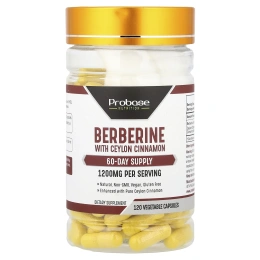 Probase Nutrition, берберин с цейлонской корицей, 120 растительных капсул