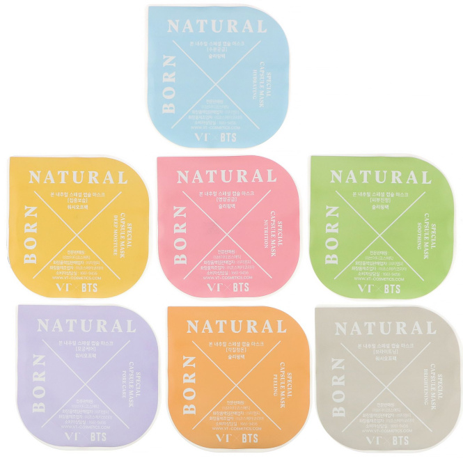 VT X BTS, Born Natural, Special Capsule Mask Kit, 7 Capsules, 5 ml Each
