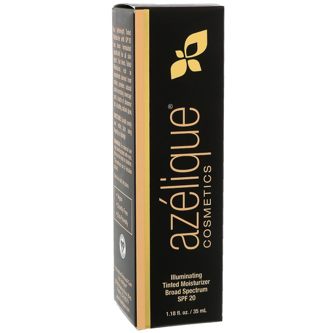 Azelique, Осветляющий увлажняющий солнцезащитный крем-тинт широкого спектра SPF 20, глубокий загар, не испытывается на животных, сертифицированный веганский, 35 мл (1,18 жидких унций)
