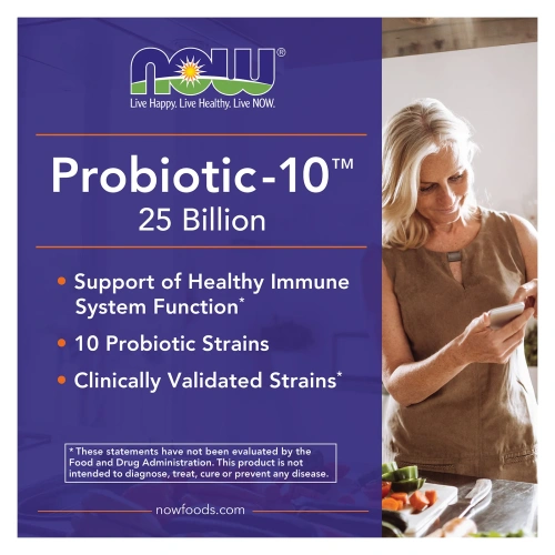 Now Foods, Probiotic-10, 25 млрд 50 вегетарианских капсул