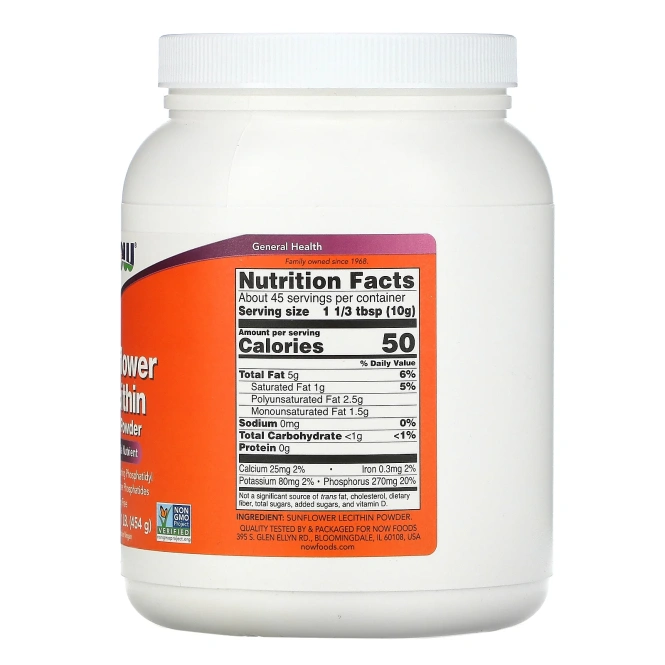 Лецитин NOW Sunflower Lecithin, порошок, 1 фунт(454 г)