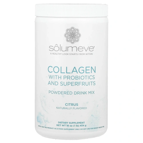 Solumeve, Radiant Beauty, порошковая смесь для напитков с экологически чистым коллагеном, пробиотиками и суперфруктами, с цитрусовым вкусом, 454 г (16 унций)