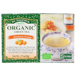 St. Dalfour, Органика, Зеленый чай, Мандарин, 25 чайных пакетиков, 1,75 унции (50 г)