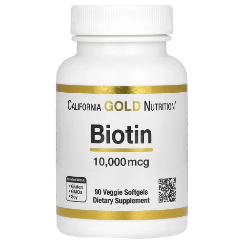 California Gold Nutrition, Biotin, 10,000 mcg, 90 Овощные мягкие гели