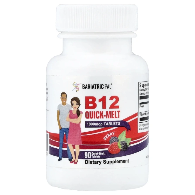 BariatricPal, B12 Quick Melt, с ягодным вкусом, 90 таблеток Quick Melt