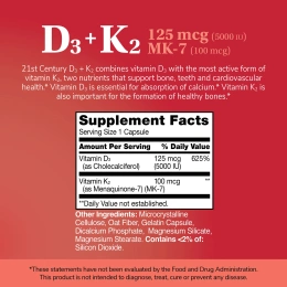 21st Century, D3 и K2, 120 капсул