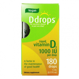 Ddrops, Liquid Vitamin D2, 1000 МЕ , 0.17 fl oz ( 5 ml)