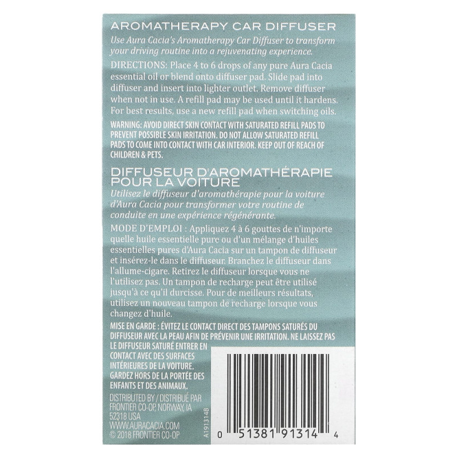 Aura Cacia, Ароматерапевтический диффузор для машины, 1 шт
