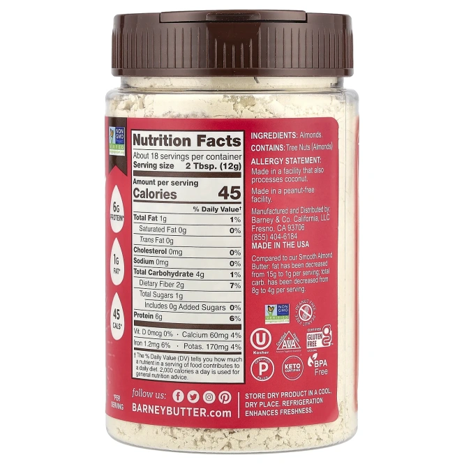 Barney Butter, Миндальный порошок, несладкий, 226 г (8 унций)
