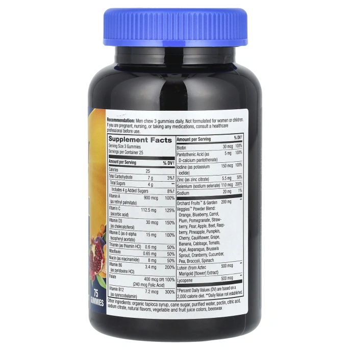 Nature's Way, Alive! полный комплекс мультивитаминов премиального качества для мужчин старше 50 лет, со вкусом апельсина, винограда и вишни, 75 жевательных конфет