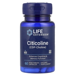 Life Extension, Cognizin, капсулы с CDP-холином, 250 мг, 60 растительных капсул