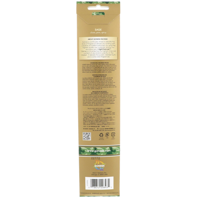 Gonesh, Extra Rich Incense Sticks, Sage, 20 Sticks