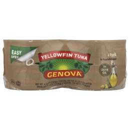 Genova, Желтоперый тунец в оливковом масле, 4 пакетика по 142 г (5 унций)