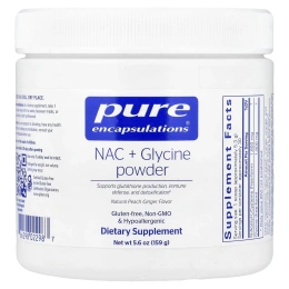 Pure Encapsulations, NAC с глицином в порошке, натуральный вкус персика и имбиря, 159 г (5,6 унции)