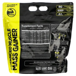 ALLMAX, Sport, ALLMASS ™, средство для наращивания мышечной массы, ваниль, 2,27 кг (5 фунтов)