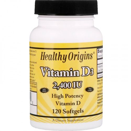 Healthy Origins, Витамин D3, 2400 МЕ, 120 капсул