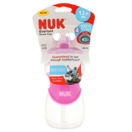 NUK, Прочная чашка с соломинкой, розовая, для малышей от 12 месяцев, 1 шт, 10 унций (300 мл)