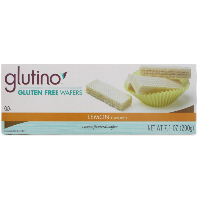 Glutino, Вафли без глютена, Вкус лимона, 7,1 унц. (200 г)