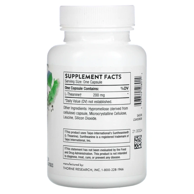 Thorne Research, Теанин, 90 вегетарианских капсул