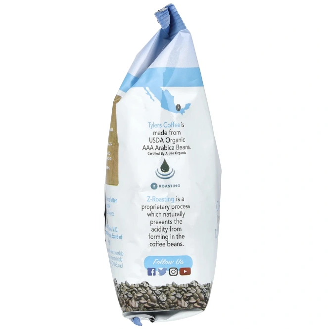 Tylers Coffees, Органический кофе, обычный, цельные зерна, 12 унций