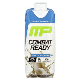 MusclePharm, Протеиновый коктейль Combat Ready ™, ванильное мороженое, 500 мл (17 жидк. Унций)