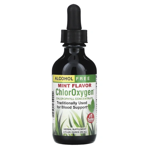 Herbs Etc., ChlorOxygen, концентрат хлорофилла, без спирта, мята, 2 ж. унц. (59 мл)