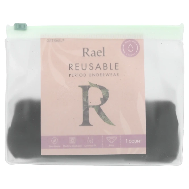 Rael, Многоразовое нижнее белье, бикини, среднее, черное, 1 шт.