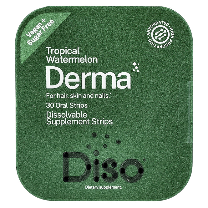 Diso, Derma, тропический арбуз, 30 полосок для полости рта