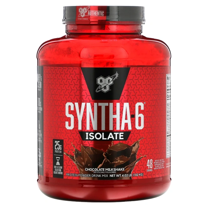 BSN, Syntha-6 Isolate, протеиновая смесь для приготовления напитка, шоколадный молочный коктейль, 1,82 кг (4,02 фунта)