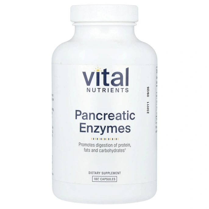 Vital Nutrients, Ферменты поджелудочной железы, 180 капсул
