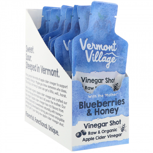 Vermont Village, Organic, Apple Cider Vinegar Shot, Blueberries & Honey, 12 Pack, 1 oz (28 g) Each