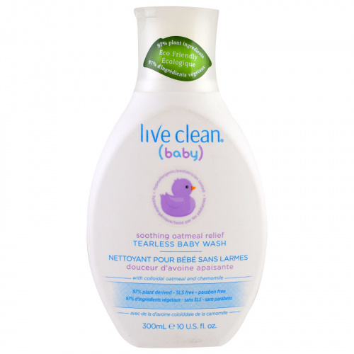 Live Clean, Baby, средство для купания детей без слез успокаивающего действия, с овсом, 300 мл (10 унций)