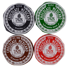Taza Chocolate, Мексиканский шоколад, диски темного шоколада жернового помола, оахаканский пробник, 4 диска, 1,35 унции каждый