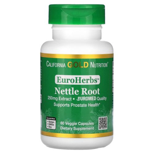 California Gold Nutrition, Экстракт корня крапивы, EuroHerbs, 250 мг, 60 вегетарианских капсул
