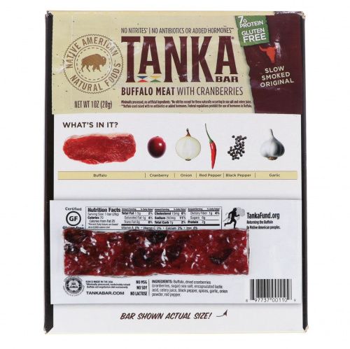 Tanka, Bar, Buffalo Meat with Cranberries, 12 Bars, 1 oz (28.4 g) Each