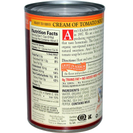 Amy's, Органический обезжиренный томатный крем-суп, с низким содержанием натрия, 14,5 унций (411 г)