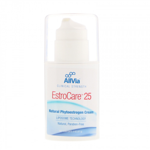 AllVia, EstroCare 25, натуральный крем с фитоэстрогеном, 2 унц. (57 г)
